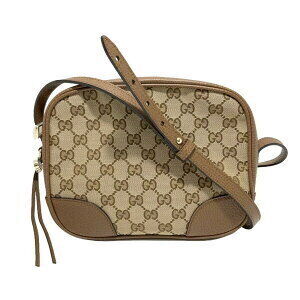 Tanabata Gucci Shoulder Bag GG Canvas Leather Beige Brown
